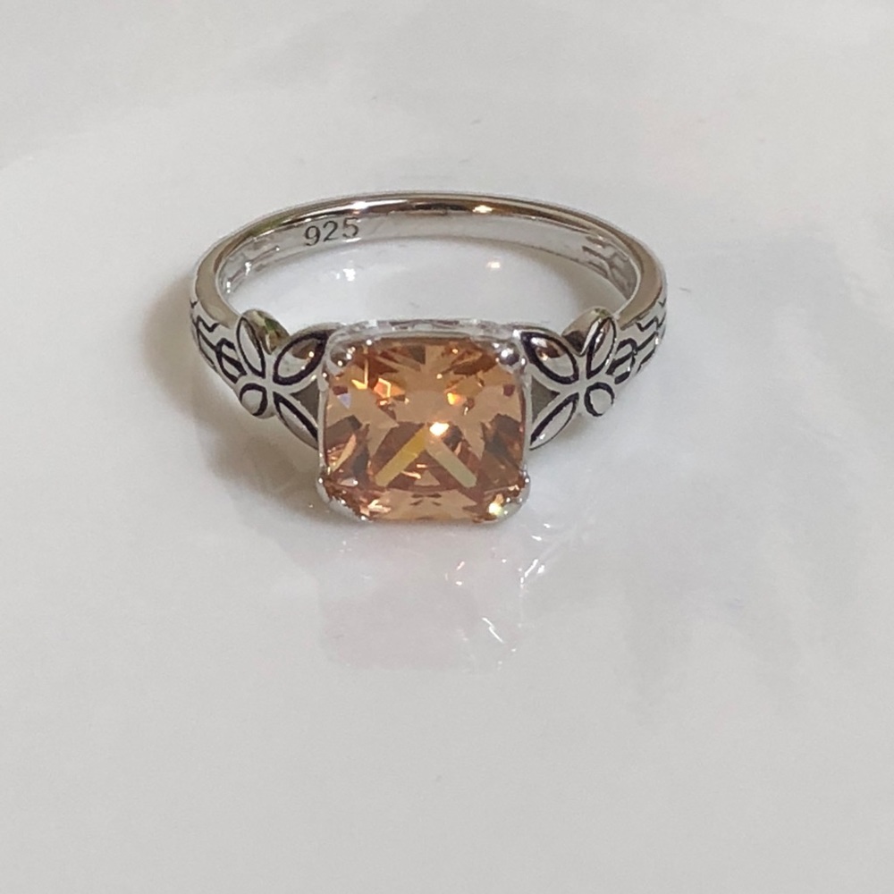 Sterling Silver Twin Butterfly Champagne Ring